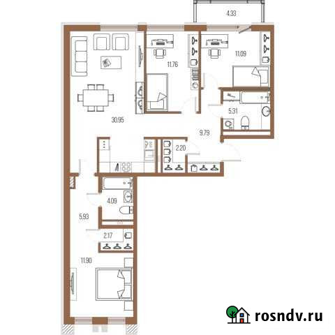 3-комнатная квартира, 95.2 м², 2/8 эт. на продажу в Санкт-Петербурге Санкт-Петербург - изображение 1