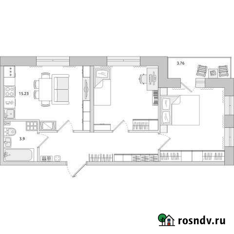 2-комнатная квартира, 60.1 м², 16/17 эт. на продажу в Санкт-Петербурге Санкт-Петербург - изображение 1