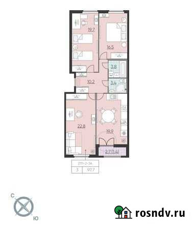 3-комнатная квартира, 97.7 м², 2/23 эт. на продажу в Санкт-Петербурге Санкт-Петербург - изображение 1