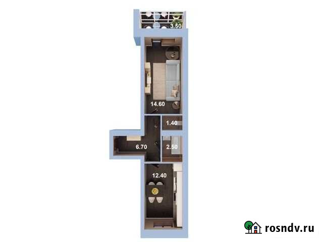 1-комнатная квартира, 39.4 м², 1/5 эт. на продажу в Высокой Горе Высокая Гора - изображение 1