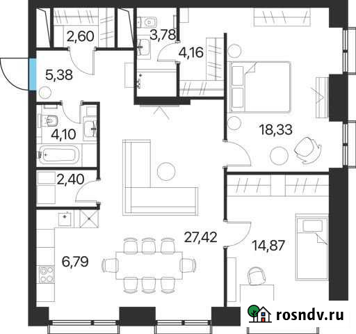 3-комнатная квартира, 89.8 м², 7/15 эт. на продажу в Москве Москва - изображение 1
