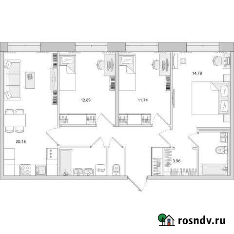 3-комнатная квартира, 80.9 м², 1/4 эт. на продажу в Санкт-Петербурге Санкт-Петербург - изображение 1