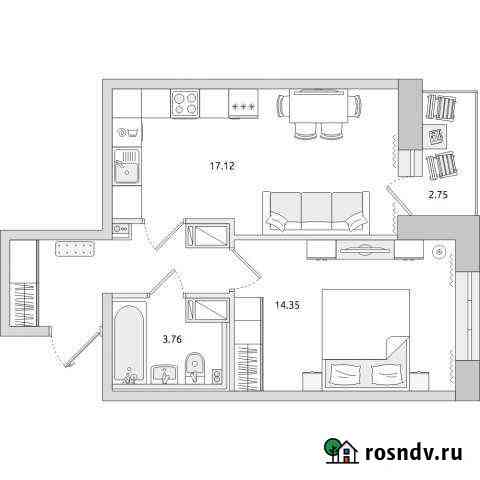 1-комнатная квартира, 44.7 м², 17/17 эт. на продажу в Санкт-Петербурге Санкт-Петербург