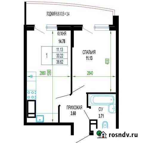 1-комнатная квартира, 36.6 м², 21/24 эт. на продажу в Краснодаре Краснодар