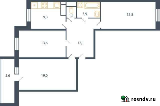 3-комнатная квартира, 77.6 м², 4/9 эт. на продажу в Пироговском Пироговский - изображение 1
