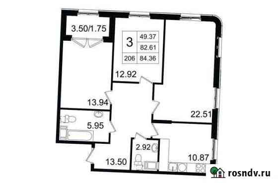 3-комнатная квартира, 84.4 м², 7/9 эт. на продажу в Санкт-Петербурге Санкт-Петербург