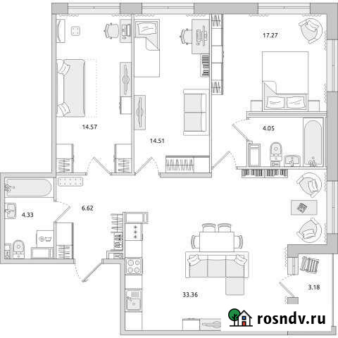 3-комнатная квартира, 97.9 м², 4/14 эт. на продажу в Санкт-Петербурге Санкт-Петербург - изображение 1