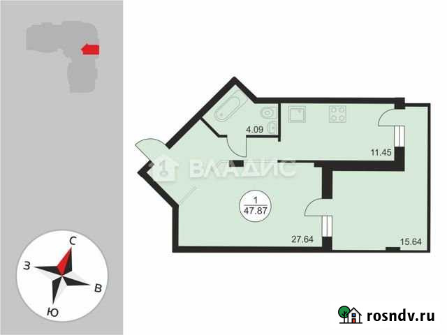 1-комнатная квартира, 47.9 м², 4/17 эт. на продажу во Владимире Владимир - изображение 1