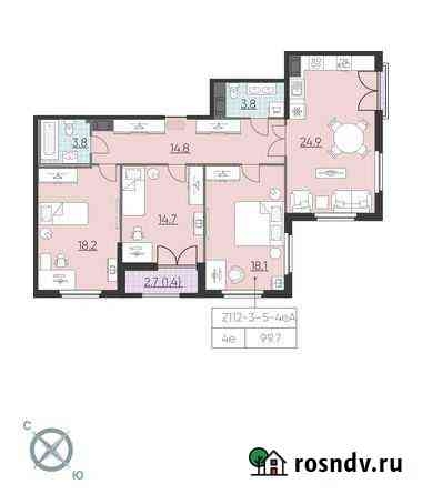 3-комнатная квартира, 99.7 м², 4/23 эт. на продажу в Санкт-Петербурге Санкт-Петербург