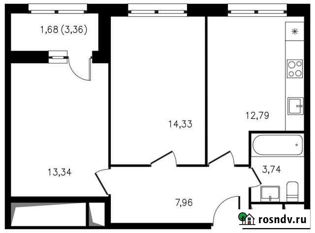 2-комнатная квартира, 53.8 м², 3/22 эт. на продажу в Москве Москва - изображение 1