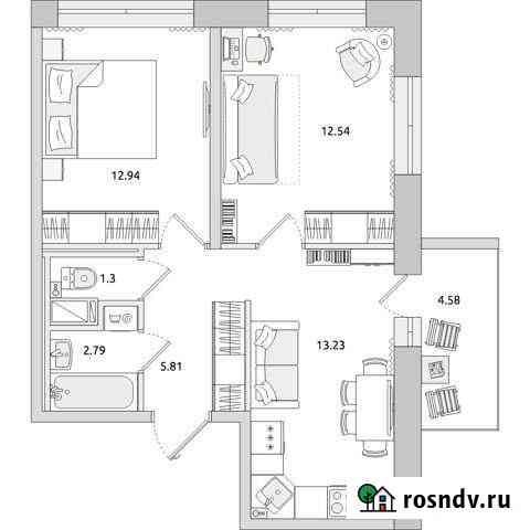 2-комнатная квартира, 53.2 м², 8/20 эт. на продажу в Санкт-Петербурге Санкт-Петербург