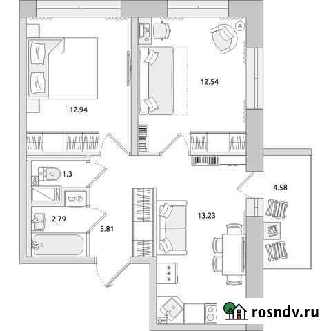 2-комнатная квартира, 53.2 м², 8/20 эт. на продажу в Санкт-Петербурге Санкт-Петербург - изображение 1