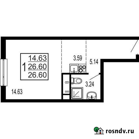 Квартира-студия, 26.6 м², 14/17 эт. на продажу в Лыткарино Лыткарино - изображение 1