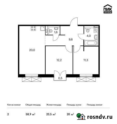 2-комнатная квартира, 58.9 м², 2/9 эт. на продажу в Московском Московской области Московский - изображение 1
