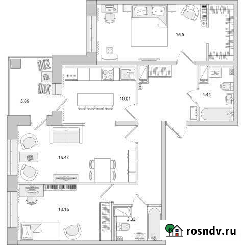 3-комнатная квартира, 86.2 м², 17/17 эт. на продажу в Санкт-Петербурге Санкт-Петербург - изображение 1