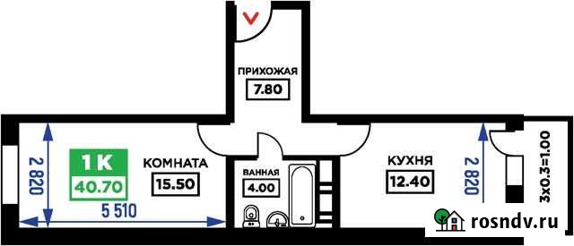 1-комнатная квартира, 40.7 м², 2/19 эт. на продажу в Краснодаре Краснодар - изображение 1