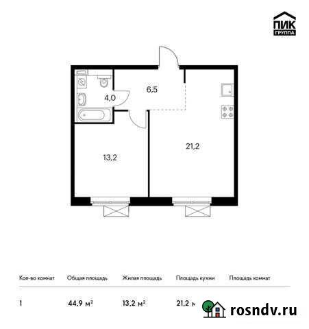 1-комнатная квартира, 44.9 м², 17/17 эт. на продажу в Котельниках Котельники - изображение 1