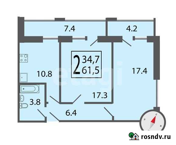 2-комнатная квартира, 61.5 м², 1/17 эт. на продажу во Владимире Владимир - изображение 1
