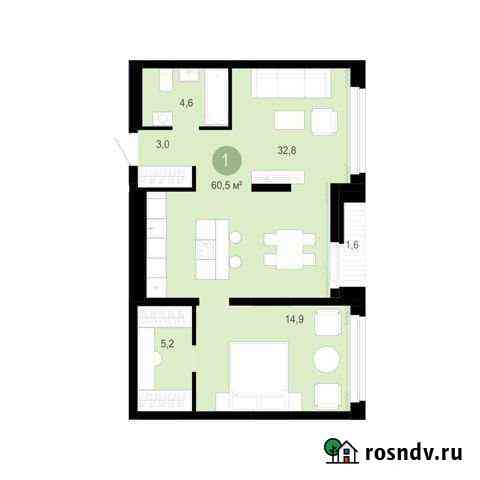 1-комнатная квартира, 62.1 м², 2/10 эт. на продажу в Тюмени Тюмень