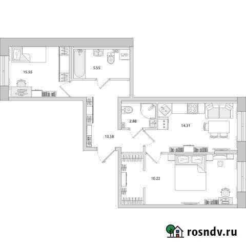 2-комнатная квартира, 62.9 м², 1/20 эт. на продажу в Санкт-Петербурге Санкт-Петербург