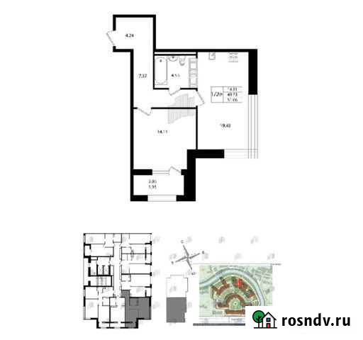 2-комнатная квартира, 51 м², 5/18 эт. в аренду на длительный срок в Санкт-Петербурге Санкт-Петербург - изображение 1