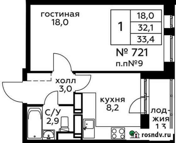 1-комнатная квартира, 33.4 м², 21/22 эт. на продажу в Балашихе Балашиха