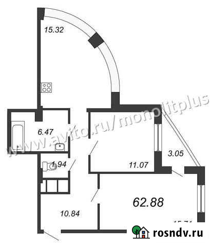 2-комнатная квартира, 63 м², 16/32 эт. на продажу в Санкт-Петербурге Санкт-Петербург - изображение 1