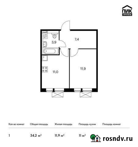 1-комнатная квартира, 34.2 м², 6/9 эт. на продажу в Московском Московской области Московский - изображение 1