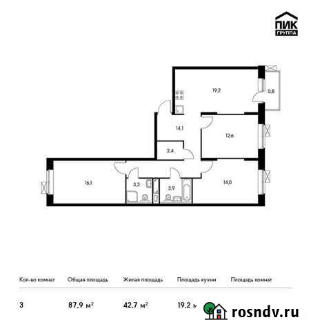 3-комнатная квартира, 87.9 м², 9/25 эт. на продажу в Красногорске Московской области Красногорск - изображение 1