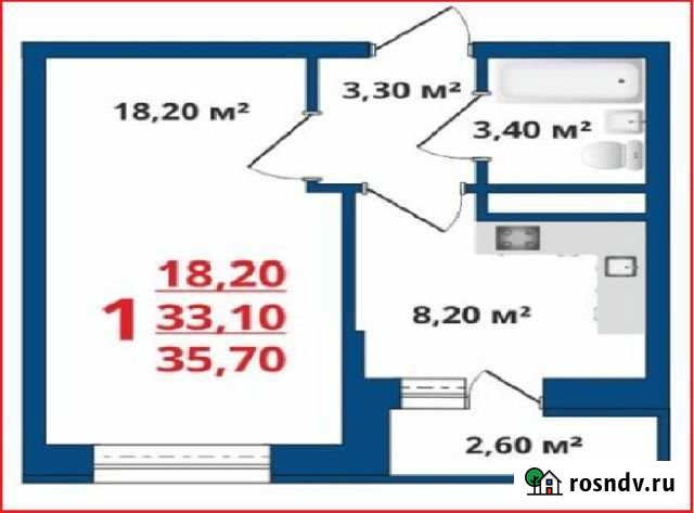 1-комнатная квартира, 35.7 м², 5/18 эт. на продажу в Рязани Рязань - изображение 1
