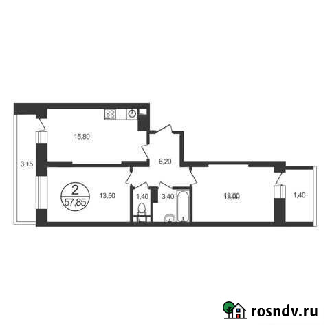 2-комнатная квартира, 57.9 м², 6/17 эт. на продажу в Люберцах Люберцы - изображение 1