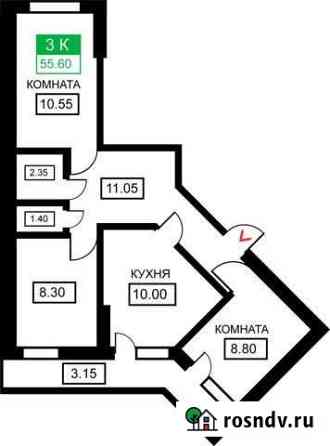 3-комнатная квартира, 55.6 м², 5/9 эт. на продажу в Краснодаре Краснодар