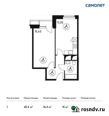 1-комнатная квартира, 42.4 м², 25/32 эт. на продажу в Одинцово Одинцово - изображение 1