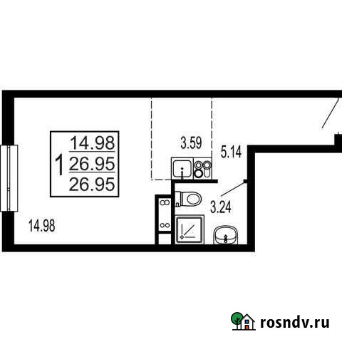 Квартира-студия, 27 м², 2/17 эт. на продажу в Лыткарино Лыткарино - изображение 1