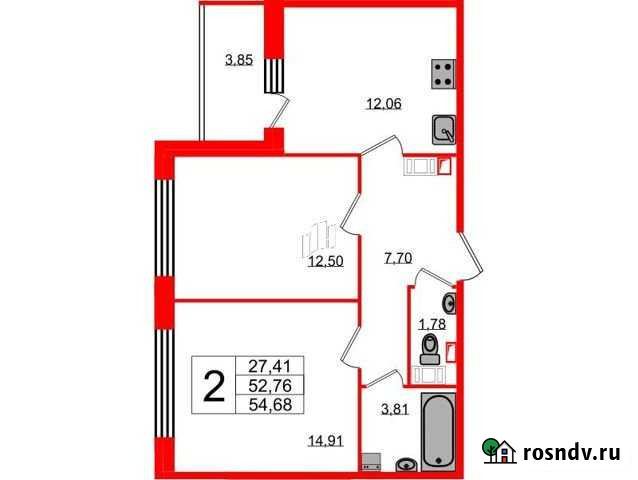 2-комнатная квартира, 54.7 м², 5/5 эт. на продажу в Санкт-Петербурге Санкт-Петербург - изображение 1