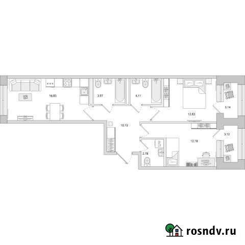 2-комнатная квартира, 69.1 м², 2/4 эт. на продажу в Санкт-Петербурге Санкт-Петербург - изображение 1