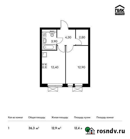 1-комнатная квартира, 36.3 м², 24/33 эт. на продажу в Котельниках Котельники - изображение 1