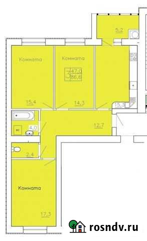 3-комнатная квартира, 86.6 м², 4/11 эт. на продажу в Рязани Рязань - изображение 1