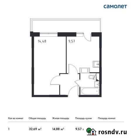 1-комнатная квартира, 32.7 м², 15/17 эт. на продажу в Видном Видное - изображение 1