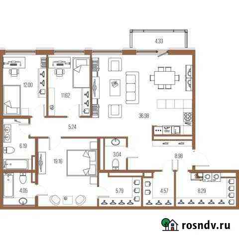 3-комнатная квартира, 125.9 м², 8/8 эт. на продажу в Санкт-Петербурге Санкт-Петербург