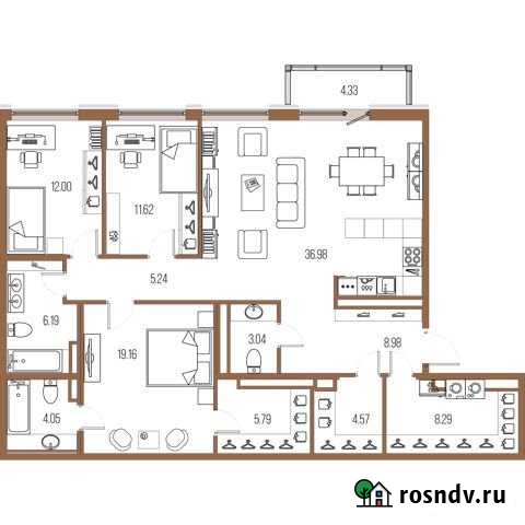 3-комнатная квартира, 125.9 м², 8/8 эт. на продажу в Санкт-Петербурге Санкт-Петербург - изображение 1