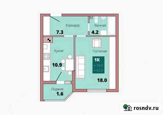 1-комнатная квартира, 42 м², 1/8 эт. на продажу в Калининграде Калининград