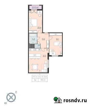 2-комнатная квартира, 90.3 м², 14/23 эт. на продажу в Санкт-Петербурге Санкт-Петербург - изображение 1