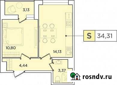 2-комнатная квартира, 34.3 м², 9/13 эт. на продажу в Санкт-Петербурге Санкт-Петербург - изображение 1