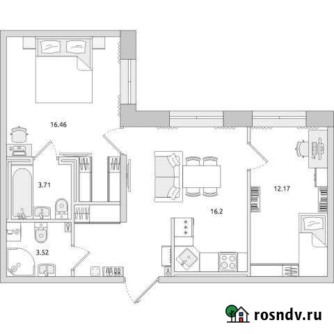2-комнатная квартира, 58.3 м², 1/20 эт. на продажу в Санкт-Петербурге Санкт-Петербург - изображение 1