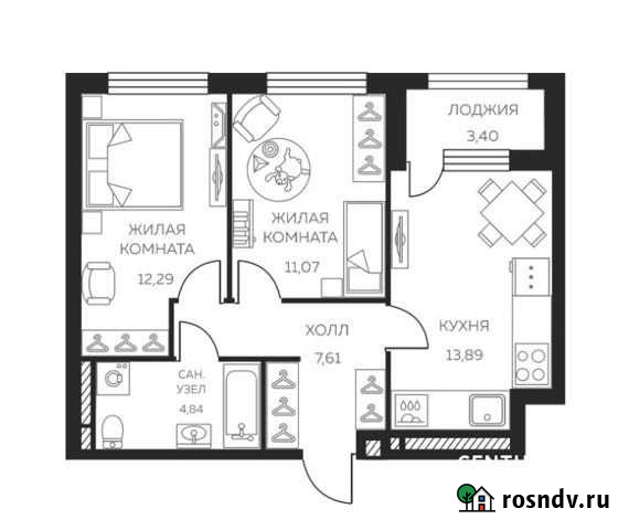 2-комнатная квартира, 51.4 м², 19/29 эт. на продажу в Екатеринбурге Екатеринбург - изображение 1