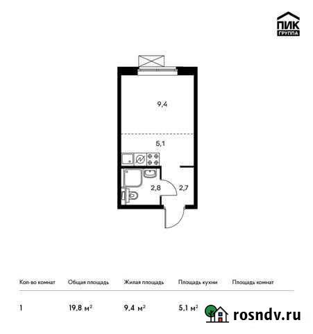 Квартира-студия, 19.8 м², 8/16 эт. на продажу в Видном Видное - изображение 1