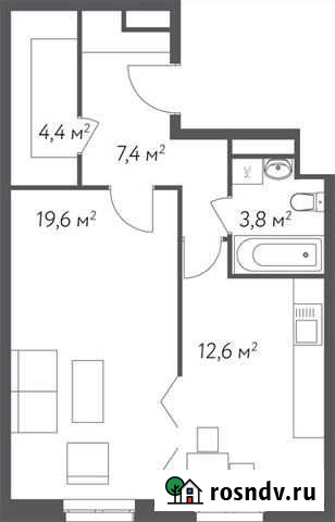 1-комнатная квартира, 48.4 м², 3/11 эт. на продажу в Москве Москва - изображение 1