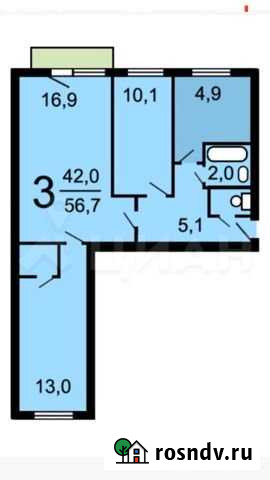 3-комнатная квартира, 56.7 м², 4/5 эт. на продажу в Москве Москва - изображение 1