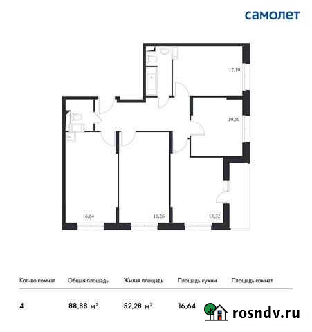 4-комнатная квартира, 88.9 м², 12/12 эт. на продажу в Москве Москва - изображение 1